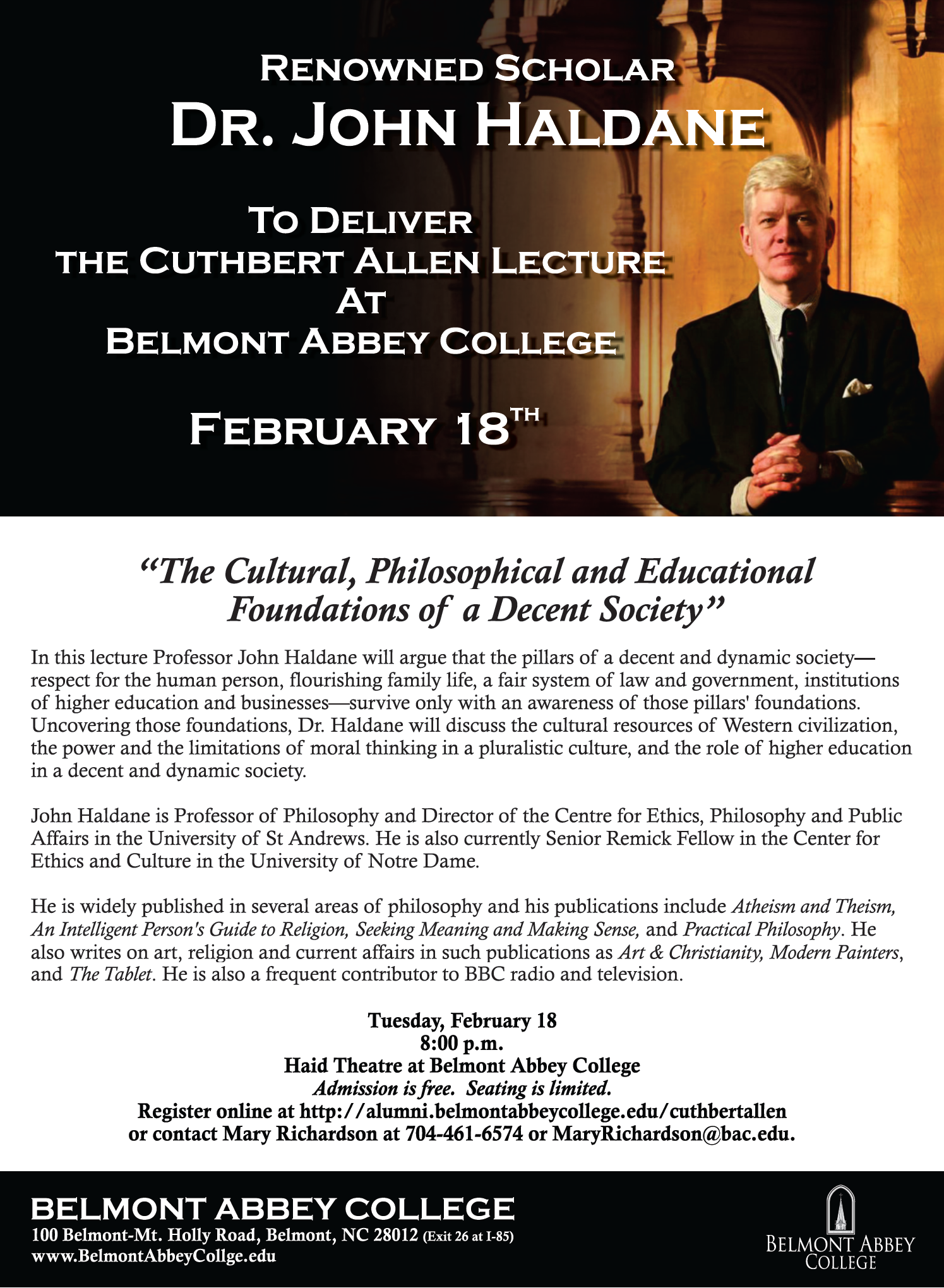 Cuthbert Allen Lecture 2014 cuthbert allen flyer Haldane Cuthbert Allen Lecture