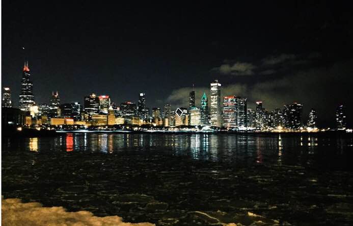 Clare Woollen’s photo of the Chicago skyline from Lake Shore Drive.